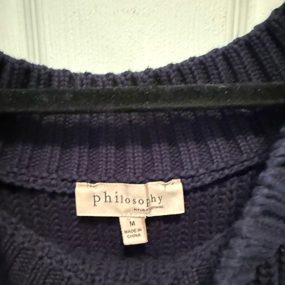 Philosophy chunky Navy Blue Women's Sweater scoop neck size medium 100% cotton - Picture 2 of 3